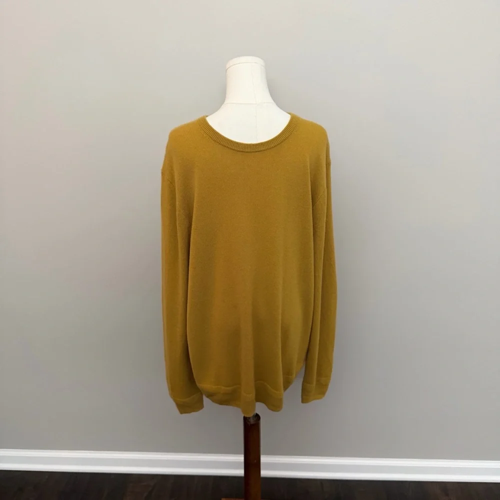 J. Crew 100% Cashmere Sweater Crewneck Elevated Basic Soft Golden Mustard Yellow